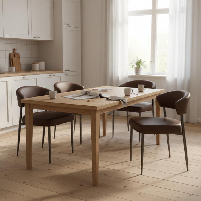 Bruine Eetkamerstoel met Kunstleren Bekleding en Stalen Frame-Stoel-Areamas-Bruin-Areamas