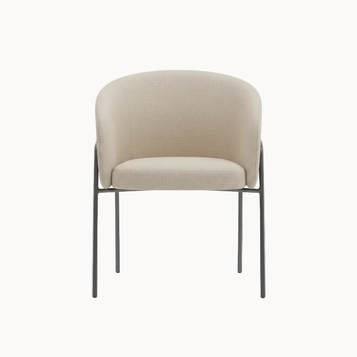 Eetkamerfauteuil met Fleece Bekleding en Metalen Frame-Stoel-Areamas-Beige-Areamas