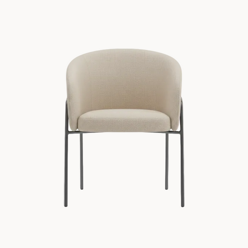 Eetkamerfauteuil met Fleece Bekleding en Metalen Frame-Stoel-Areamas-Beige-Areamas