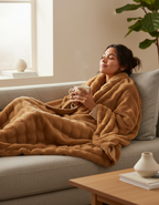 Fluffy Plaid met Structuur – Zachte Fleece Deken Bruin-Fleece Dekens-Areamas-Bruin-Areamas