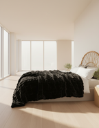 Fluffy Plaid met Structuur – Zachte Fleece Deken Zwart-Fleece Dekens-Areamas-Zwart-Areamas