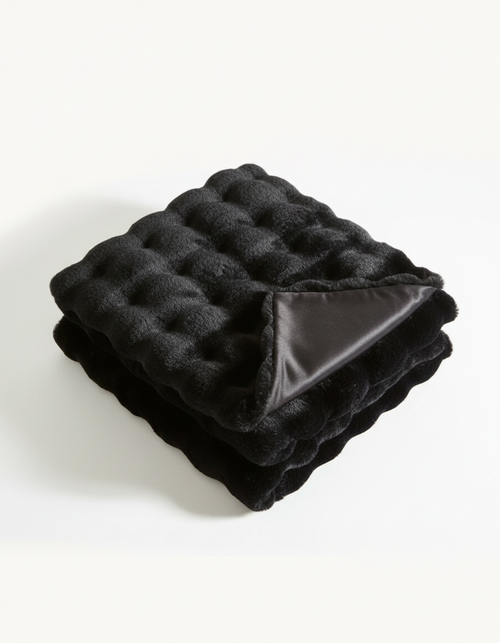 Fluffy Plaid met Structuur – Zachte Fleece Deken Zwart-Fleece Dekens-Areamas-Zwart-Areamas