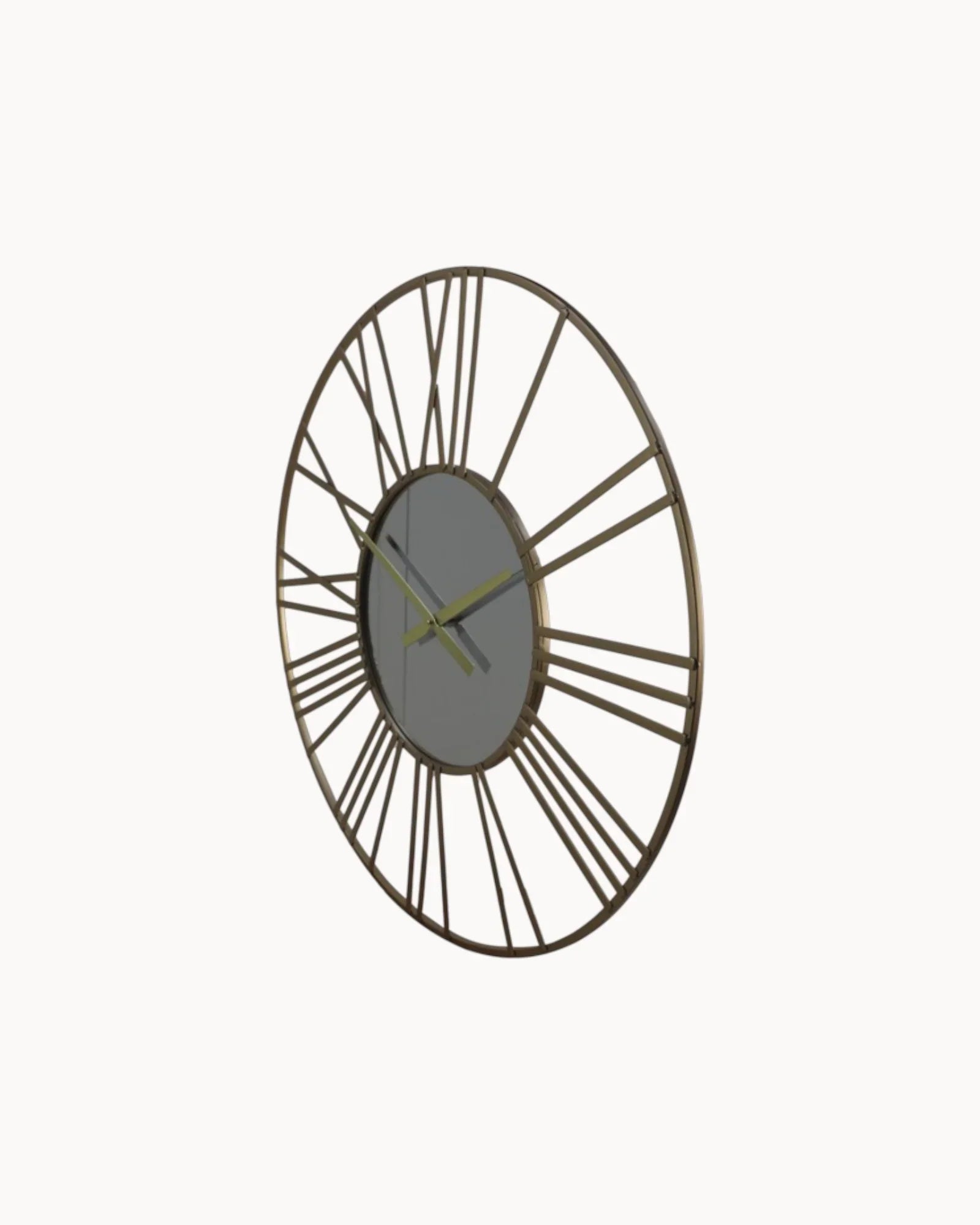 Gouden Wandklok met Romeinse Cijfers en Spiegel-Wall Clock-Areamas-Areamas
