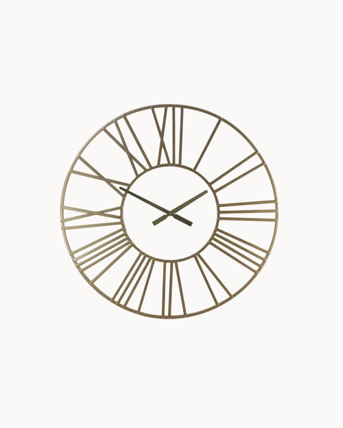 Gouden Wandklok met Romeinse Cijfers en Spiegel-Wall Clock-Areamas-Areamas