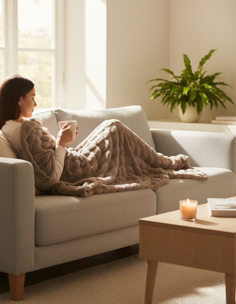 Plaid Wave – Taupe Deken van Katoen/Polyester-Fleece Dekens-Areamas-Areamas