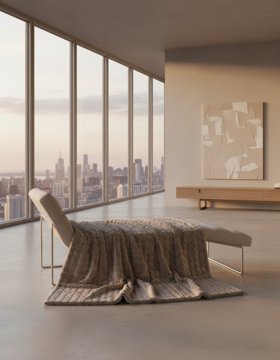 Plaid Wave – Taupe Deken van Katoen/Polyester-Fleece Dekens-Areamas-Areamas