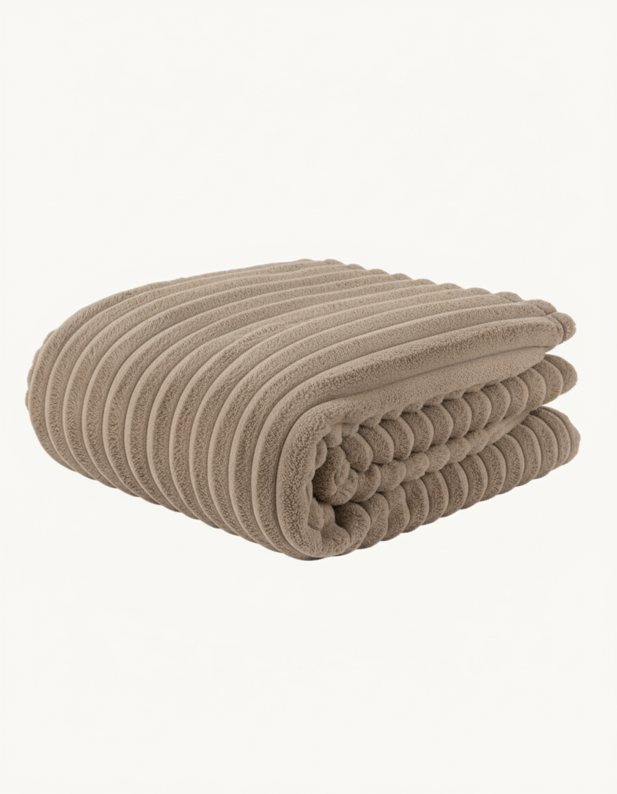 Taupe Corduroy Plaid – Taupe Deken van Katoen/Linnen/Polyester-Fleece Dekens-Areamas-Areamas
