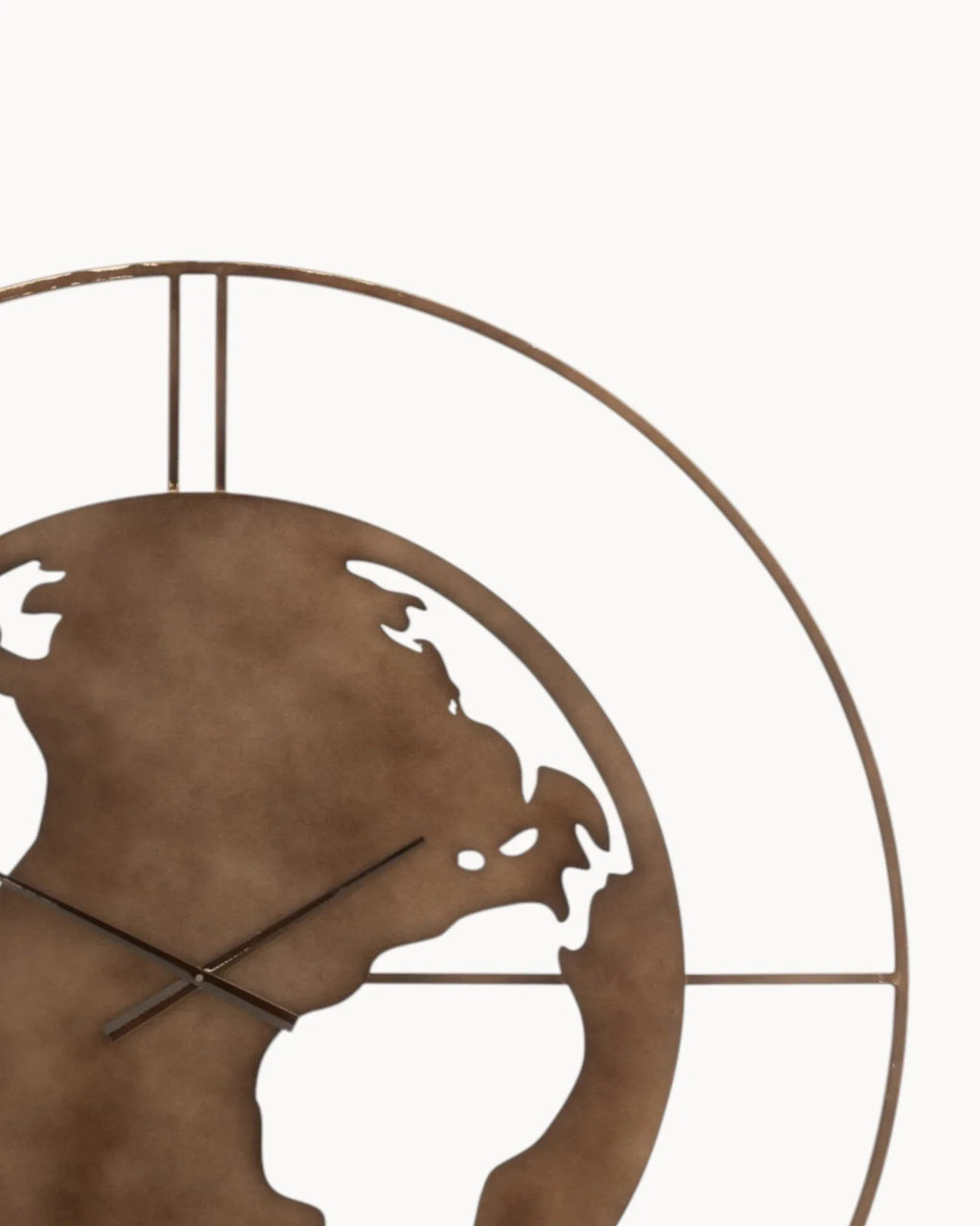 Wereldkaart Wandklok van Metaal – Donkerbruin-Wall Clock-Areamas-Areamas