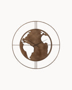 Wereldkaart Wandklok van Metaal – Donkerbruin-Wall Clock-Areamas-Areamas