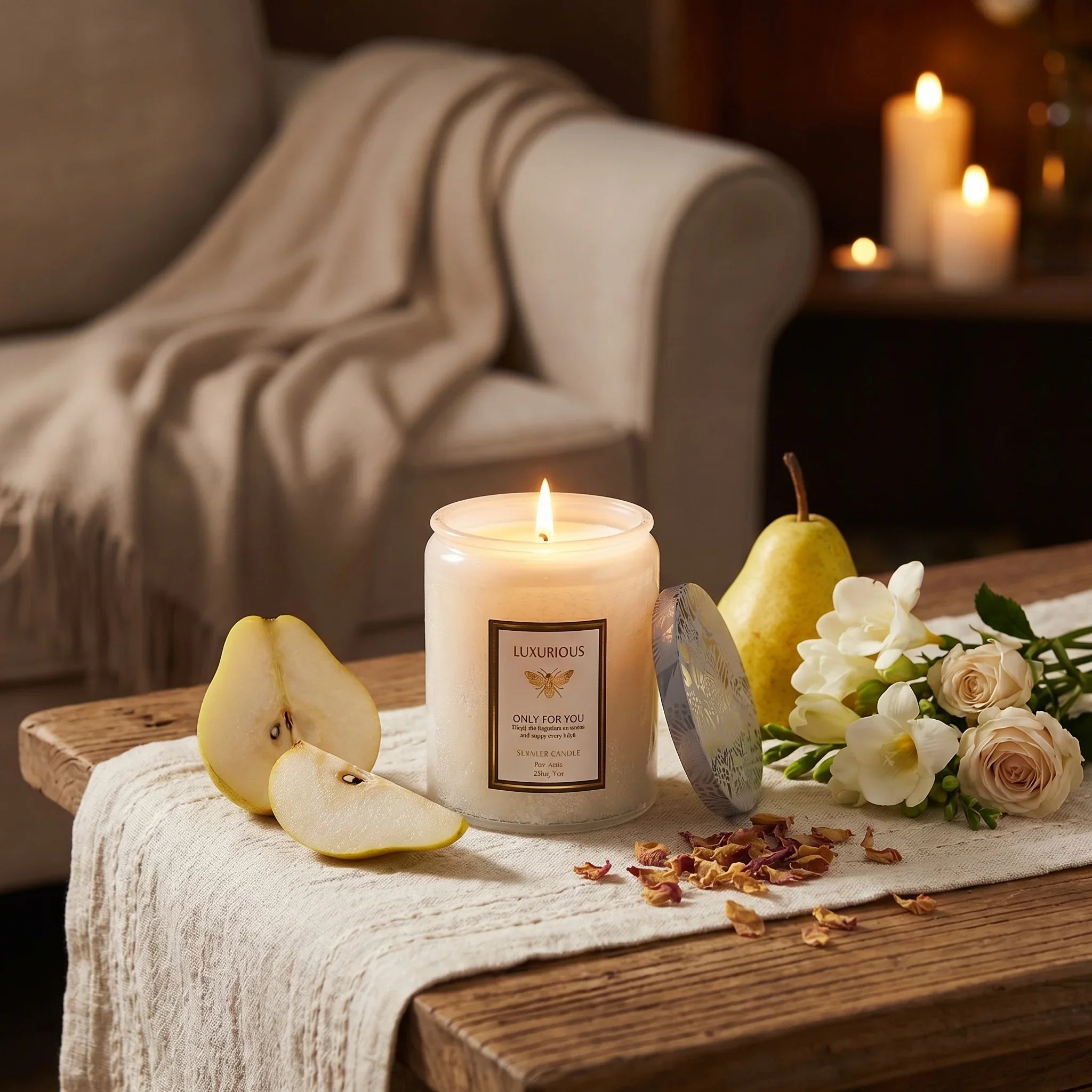 Geurkaars in Pot Sojawas Pear Freesia