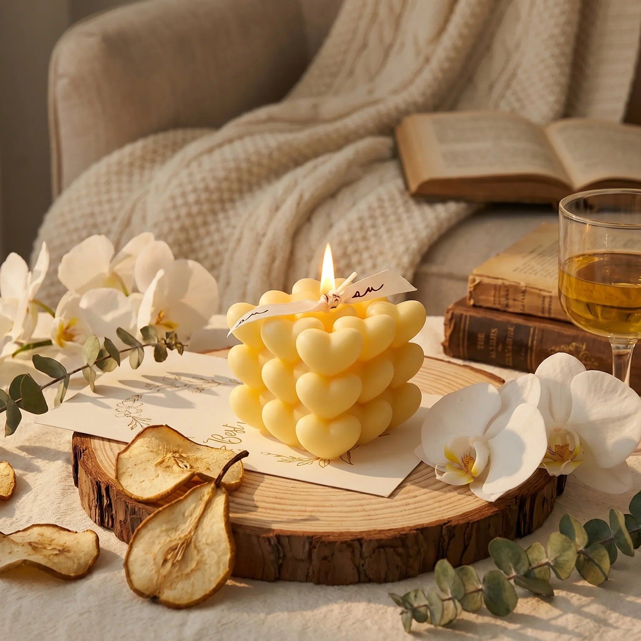 Hartvorm Kaars Kubus Design Geurkaars Pastel