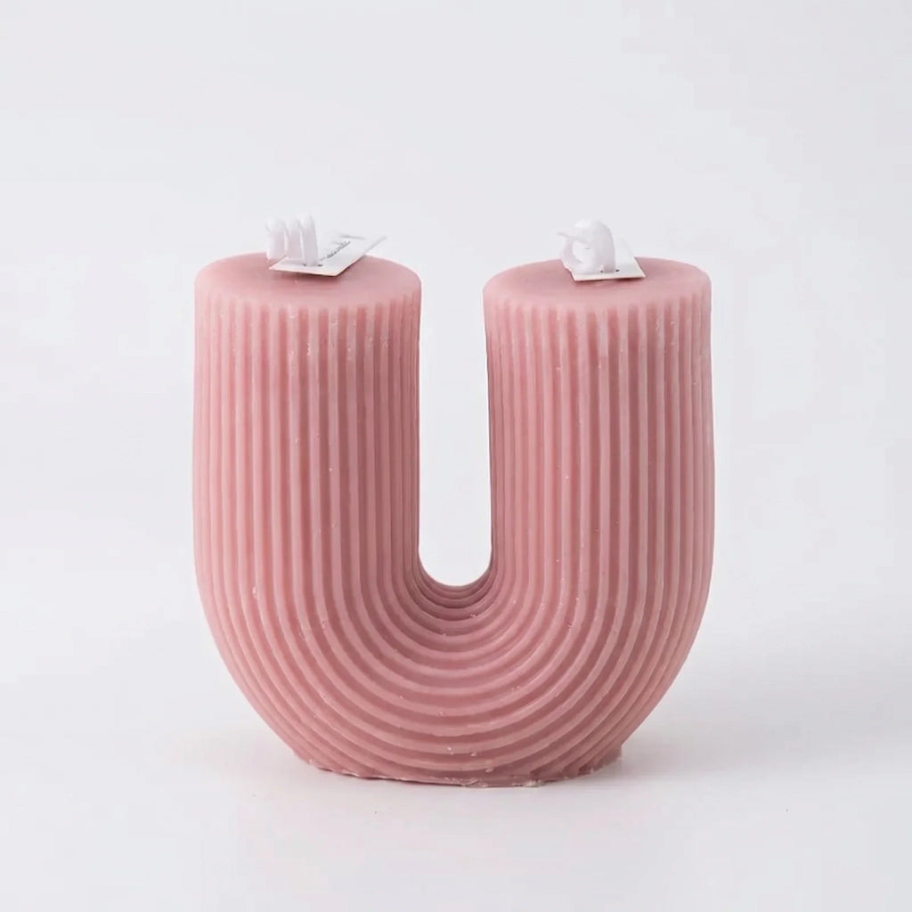 U Vorm Kaars Geribbeld Design Decoratief Ongeparfumeerd