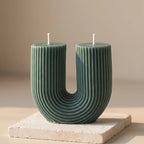 U Vorm Kaars Geribbeld Design Decoratief Ongeparfumeerd