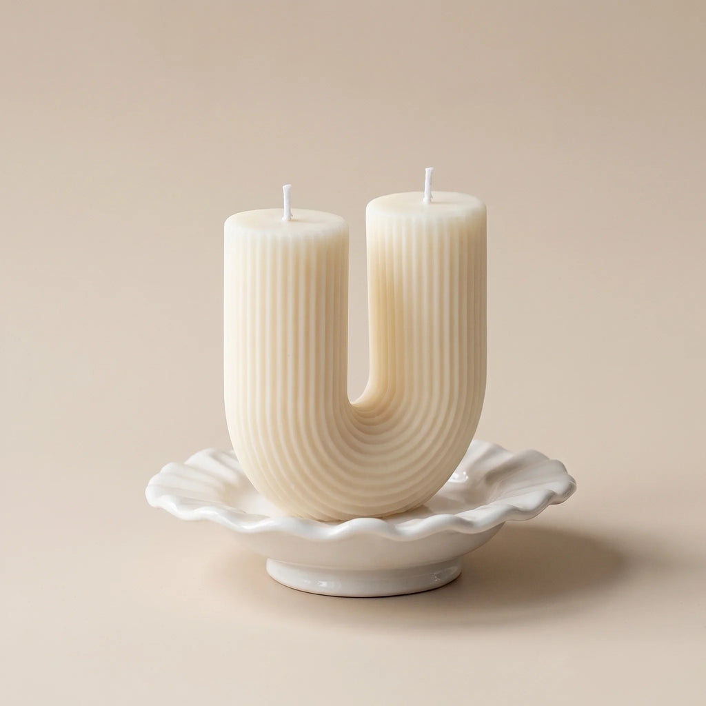 U Vorm Kaars Geribbeld Design Decoratief Ongeparfumeerd