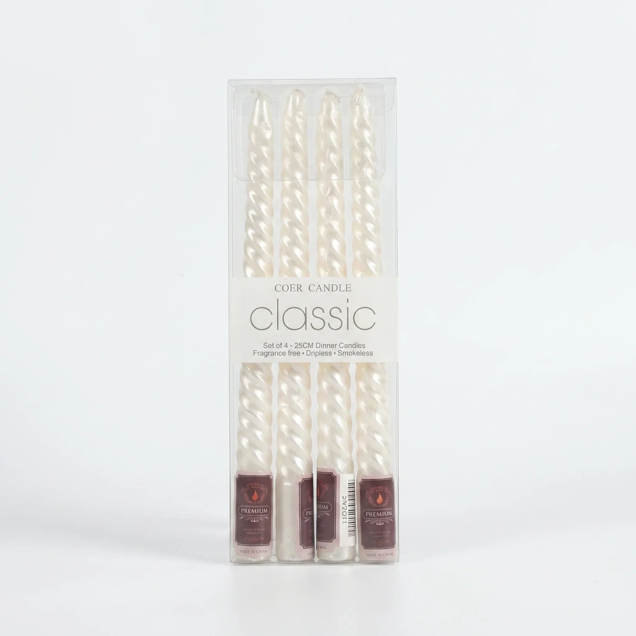Set van 4 Dinerkaarsen Gedraaid Design Ongeparfumeerd