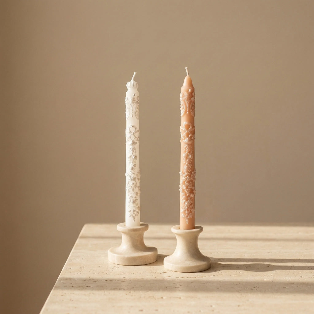 Set van 2 Dinerkaarsen Decoratief Design Geurkaars