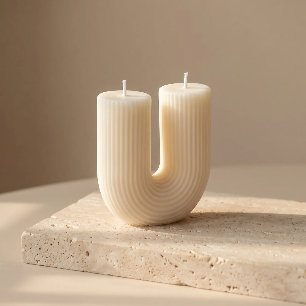 U Vorm Kaars Geribbeld Design Decoratief Ongeparfumeerd