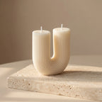 U Vorm Kaars Geribbeld Design Decoratief Ongeparfumeerd